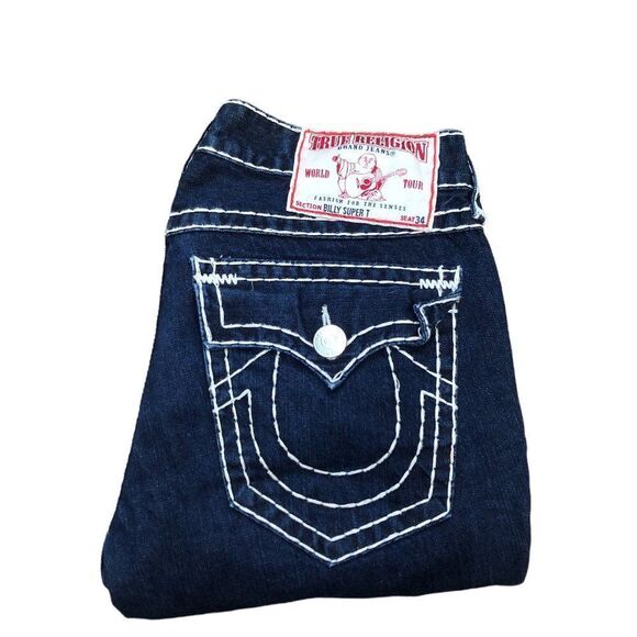 Vintage True Religion Jeans Size 36 BILLY SUPER T Blue - Picture 6 of 9